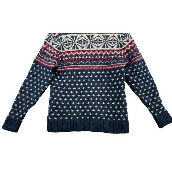 Vintage L.O.G.G. Womens Nordic Patterned Wool Blend Sweater Medium Blue - Picture 13 of 14